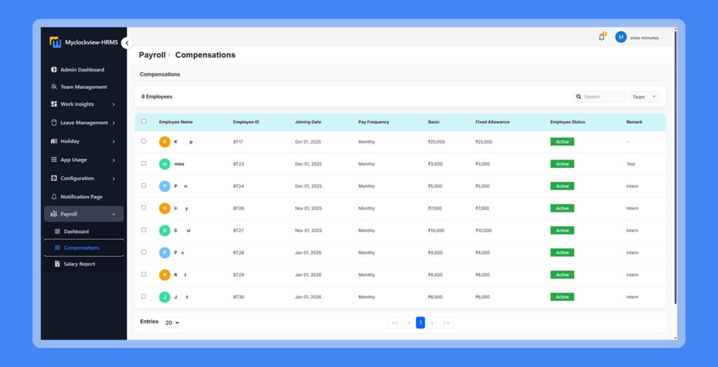 Compensation management