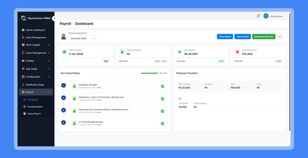 Payroll dashboard