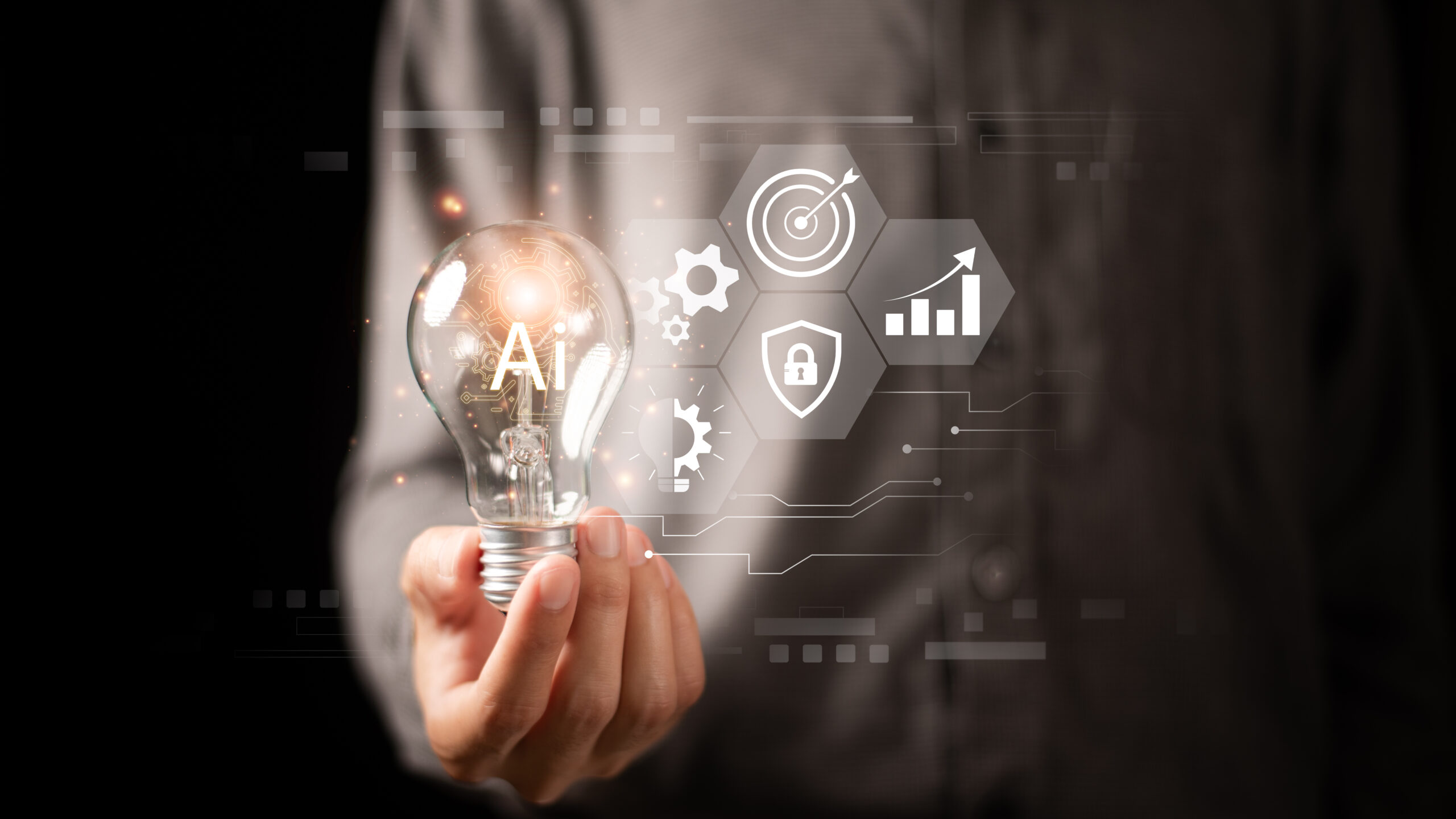 AI ,Businessman showing concept, connection, innovation developm